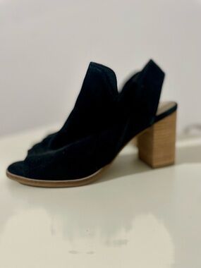Cole Haan Black Suede Slingback Block Heel Sandals Size 10
